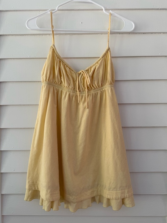 Princess Polly Dresses & Skirts - Princess Polly | Yellow Linen Blend Babydoll Mini Dress Size US 6